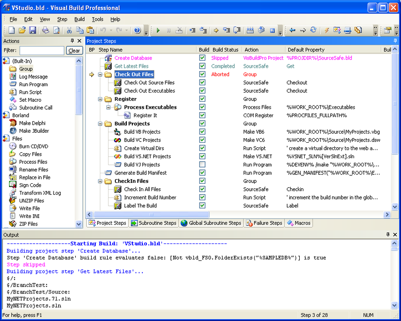 Visual Build Professional Screenshot